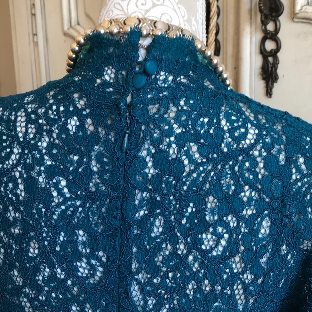 ADRIANNA PAPELL Teal Lace Dress SIZE 10 PETITE NWT - Picture 8 of 8